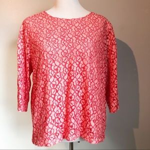 CJ Banks Orange Lace Popover Top Sheer Sleeves, size 1X